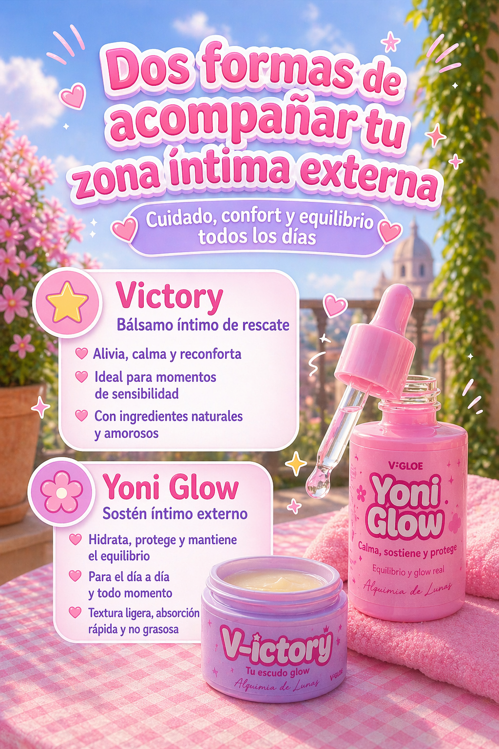 Glow & Victory Duo 💎 Calma y sostén externo para zona íntima