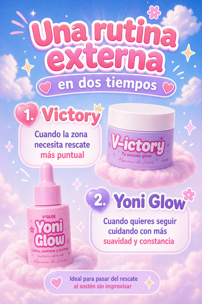 Glow & Victory Duo 💎 Calma y sostén externo para zona íntima