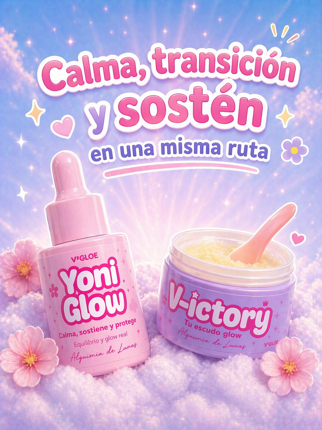 Glow & Victory Duo 💎 Calma y sostén externo para zona íntima
